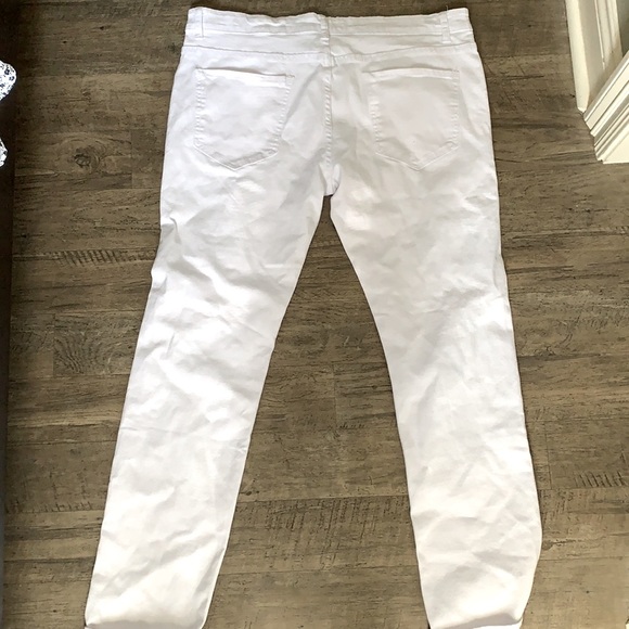 White Distressed Slim Fit Straight Leg Mens Jeans - Picture 2 of 2